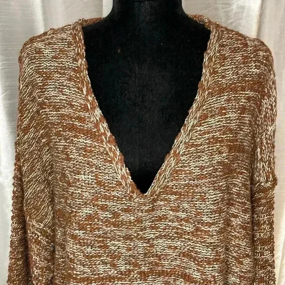 Universal Thread Open Knit V Neck Brown Sweater Women’s XXL NWT